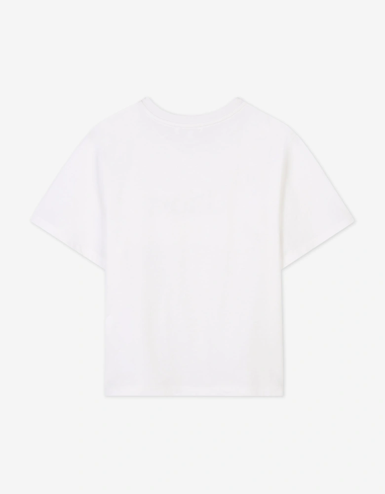 Girls Embroidered Logo T-Shirt in Ivory