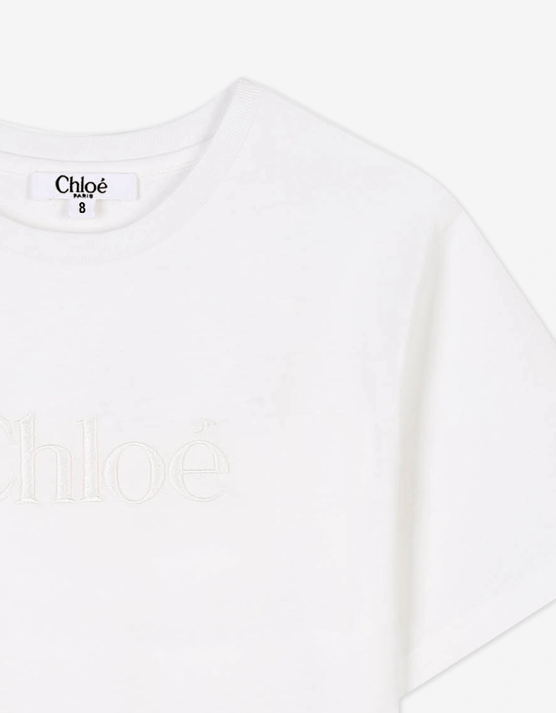 Girls Embroidered Logo T-Shirt in Ivory