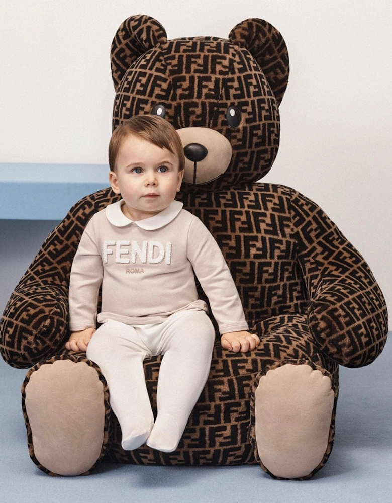 Baby Logo Babygrow Gift Set in Beige
