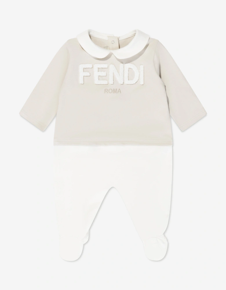 Baby Logo Babygrow Gift Set in Beige