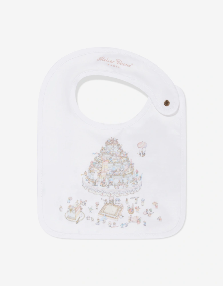 Baby Le Gateau Carré and Satin Bib Set in White