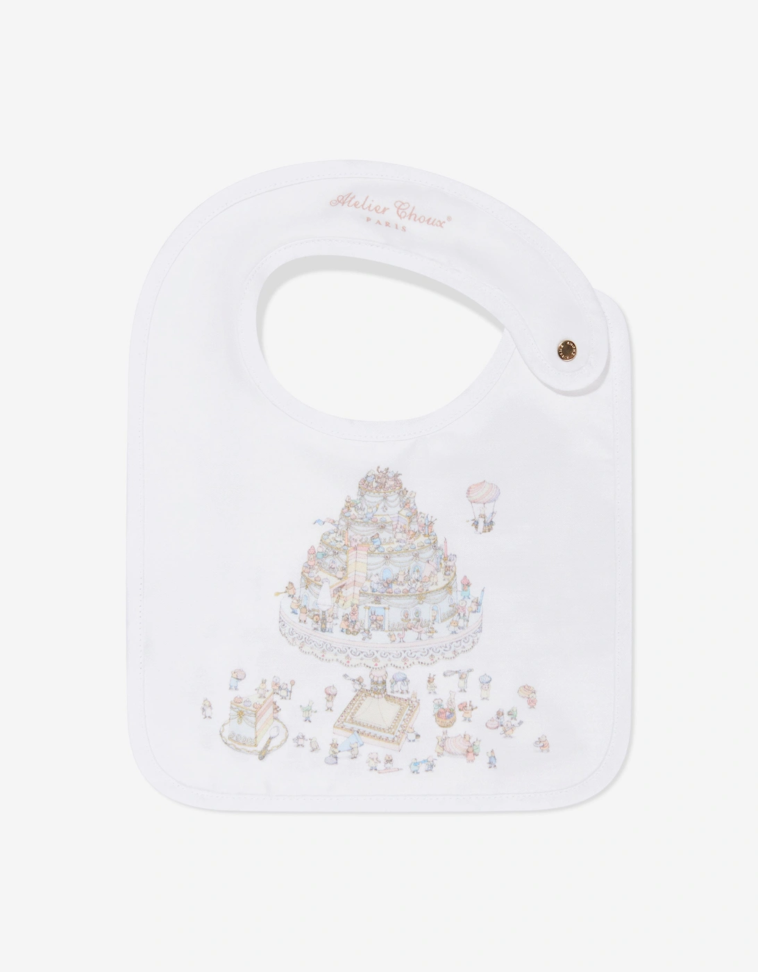 Baby Le Gateau Carré and Satin Bib Set in White