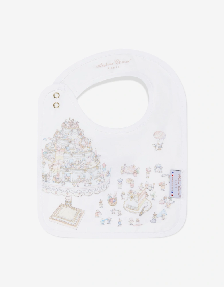 Baby Le Gateau Carré and Satin Bib Set in White