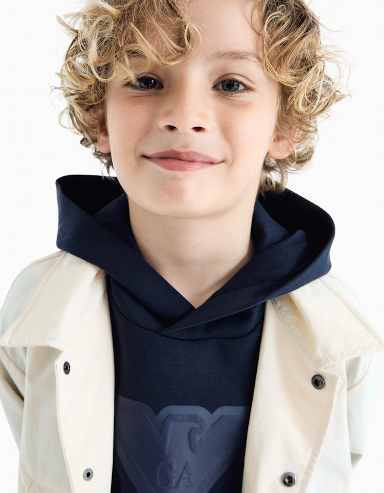 Boys Logo Hoodie in Navy
