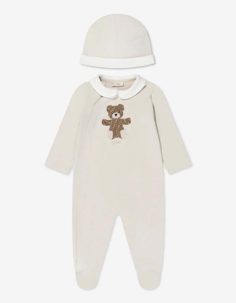 Baby Bear Babygrow And Hat Set in Beige
