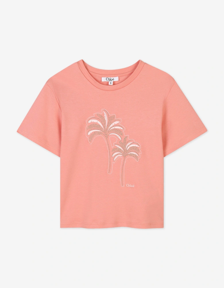 Girls Palm Tree T-Shirt in Pink