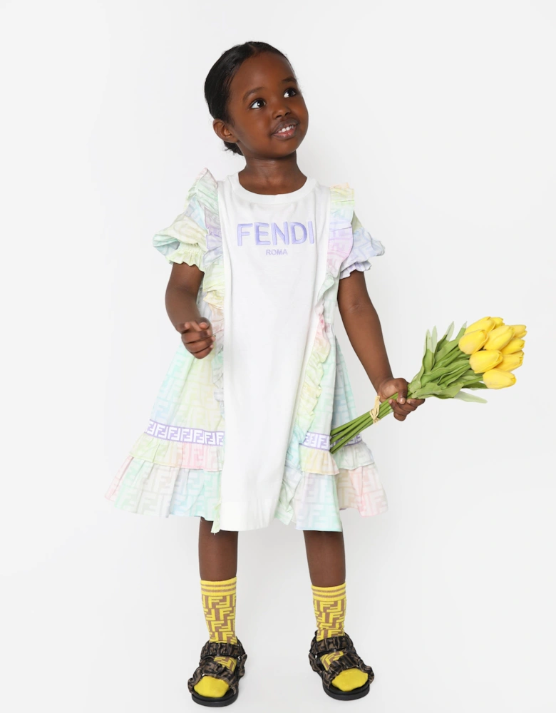 Girls FF Logo Metaverse Dress in White