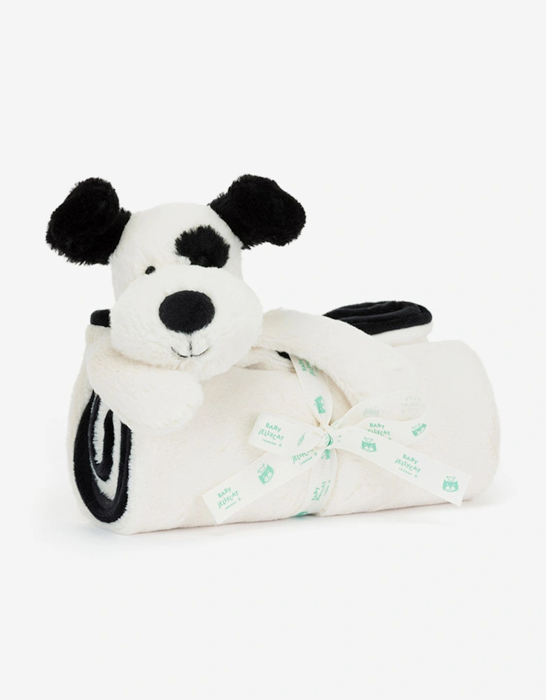 Bashful Black & Cream Puppy Blankie in White (70cm)