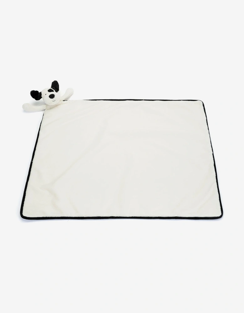 Bashful Black & Cream Puppy Blankie in White (70cm)