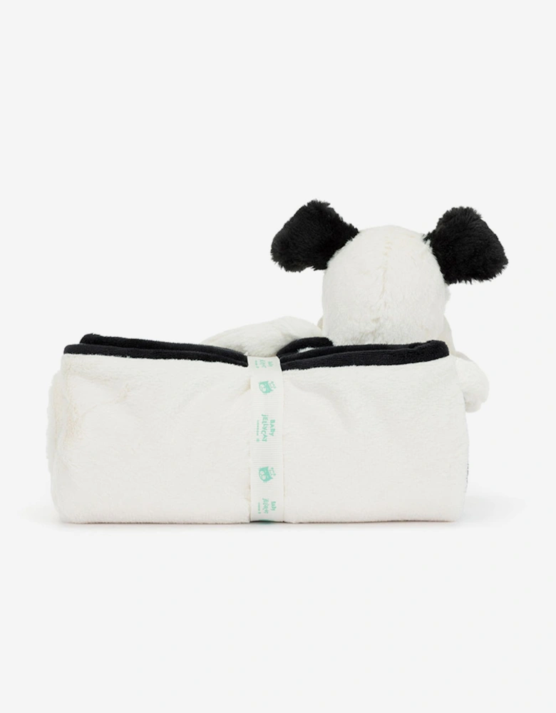Bashful Black & Cream Puppy Blankie in White (70cm)