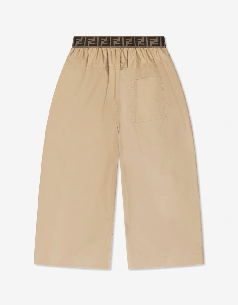 Girls Wide Leg Trousers in Beige