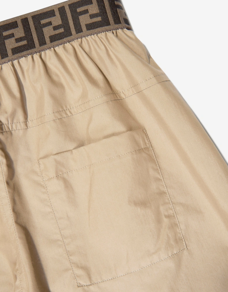 Girls Wide Leg Trousers in Beige