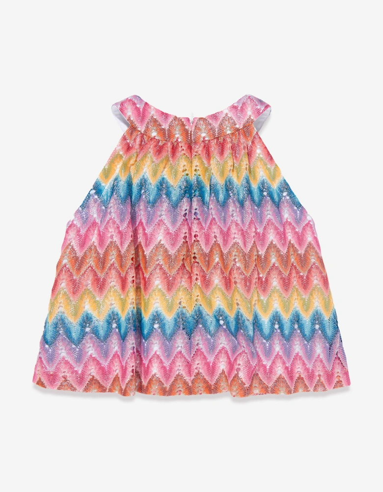 Girls Sleeveless Zigzag Top in Multicolour