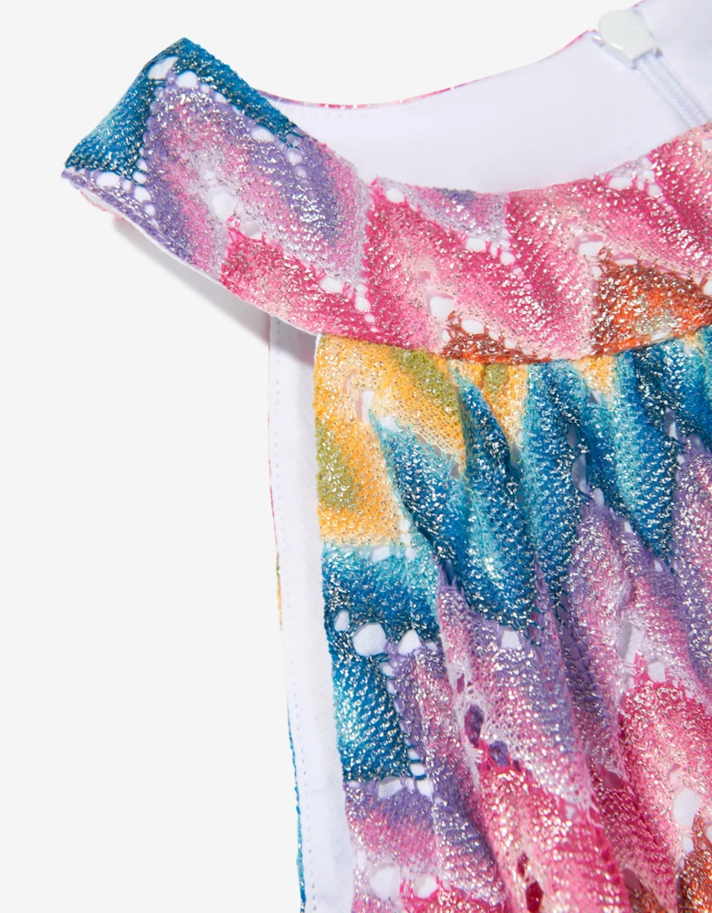 Girls Sleeveless Zigzag Top in Multicolour