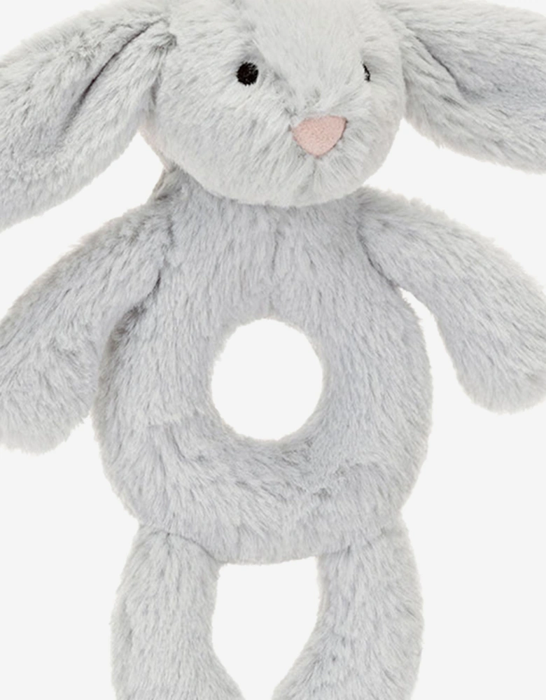Bashful Silver Bunny Ring Rattle in Silver (18cm)