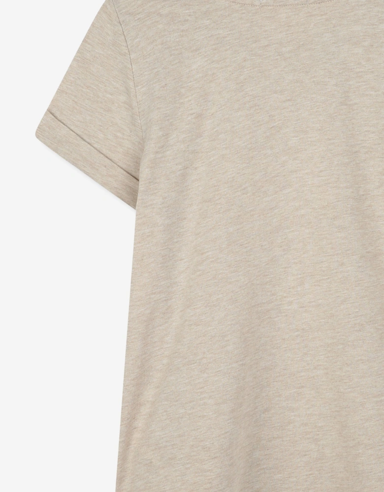 Girls Embroidered Pineapple T-Shirt in Beige