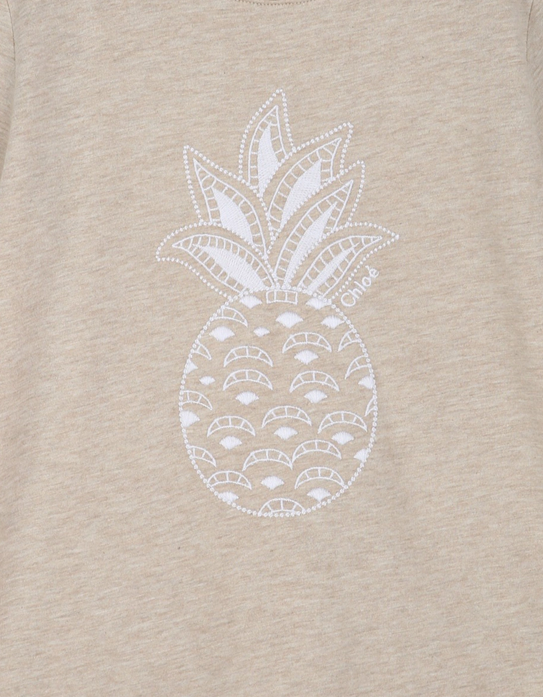 Girls Embroidered Pineapple T-Shirt in Beige
