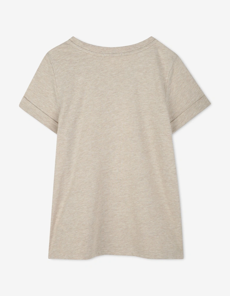 Girls Embroidered Pineapple T-Shirt in Beige