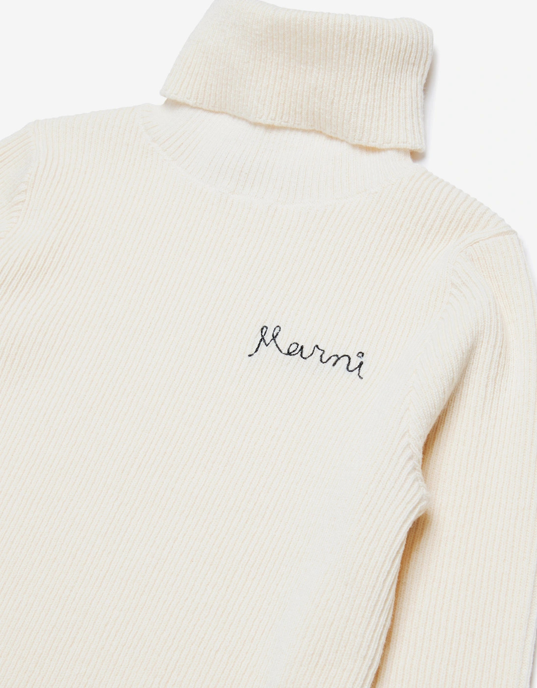Girls Knitted Roll Neck Jumper in Ivory