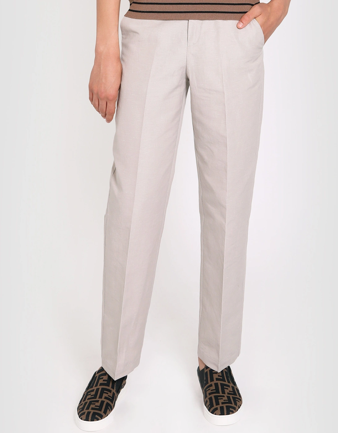 Boys Cotton And Linen Trousers in Beige, 6 of 5