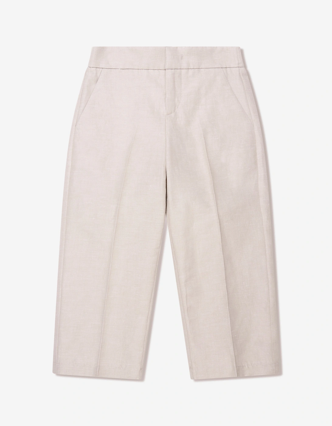 Boys Cotton And Linen Trousers in Beige