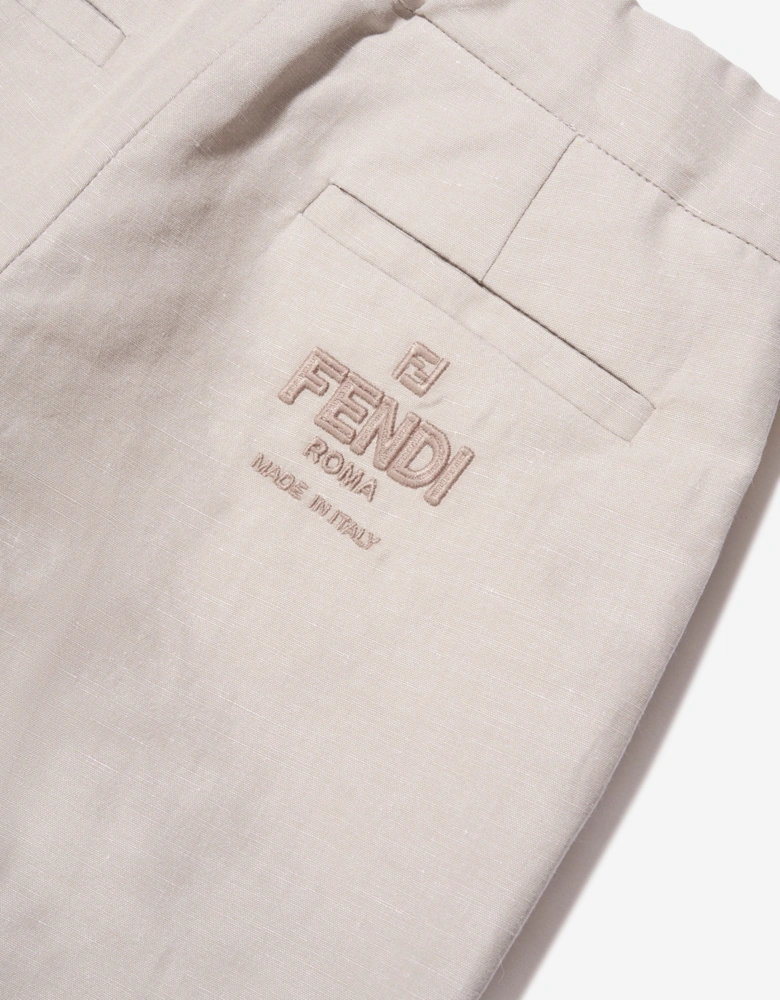Boys Cotton And Linen Trousers in Beige