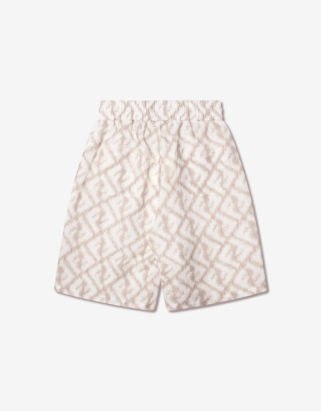 Boys FF Logo Linen Shorts in Ivory