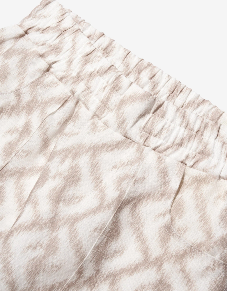 Boys FF Logo Linen Shorts in Ivory