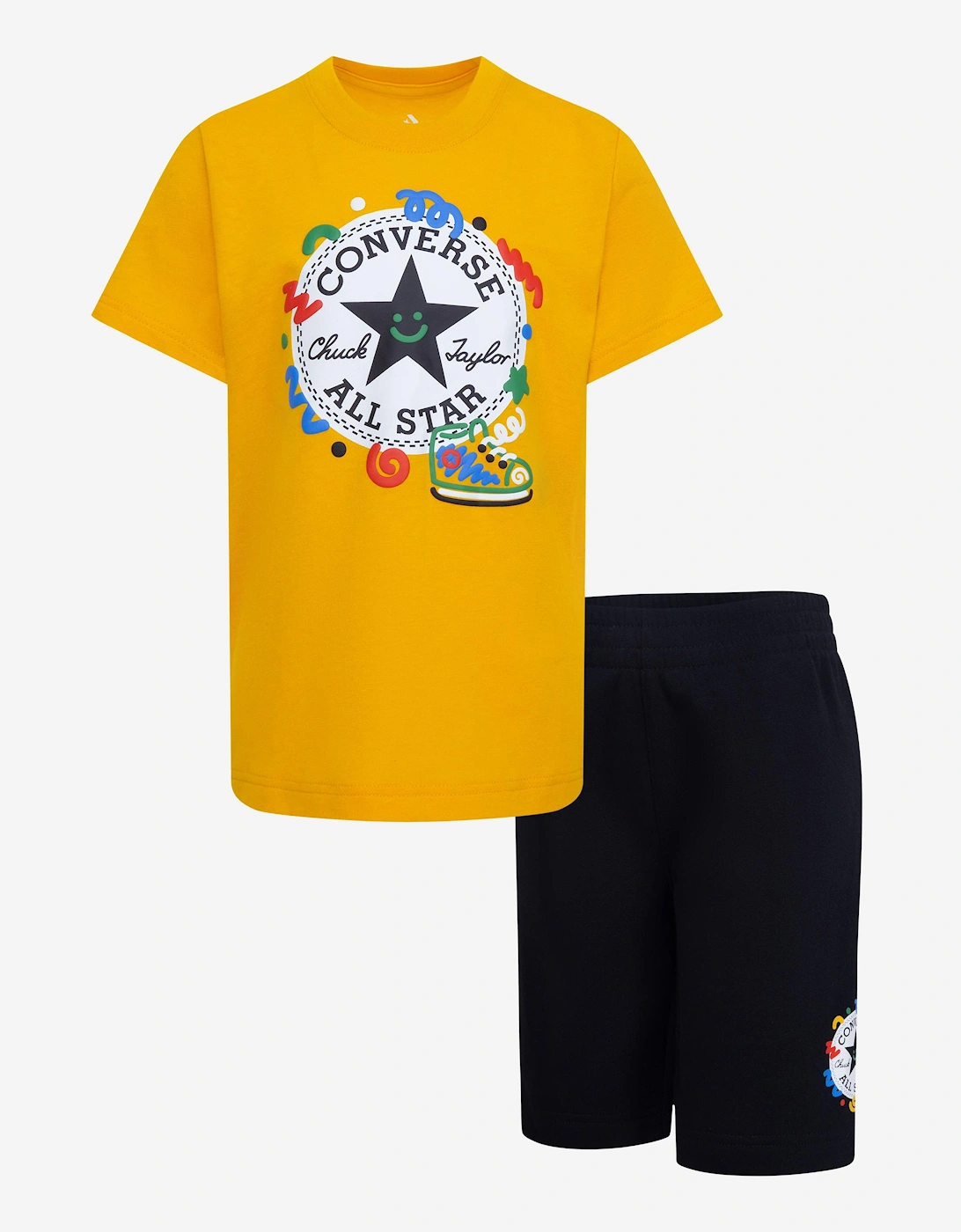 Boys Squiggle T-Shirt And Shorts Set in Black, 8 of 7