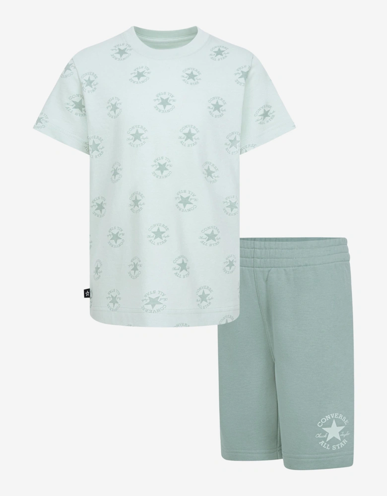 Boys AOP T-Shirt And Short Set in Green