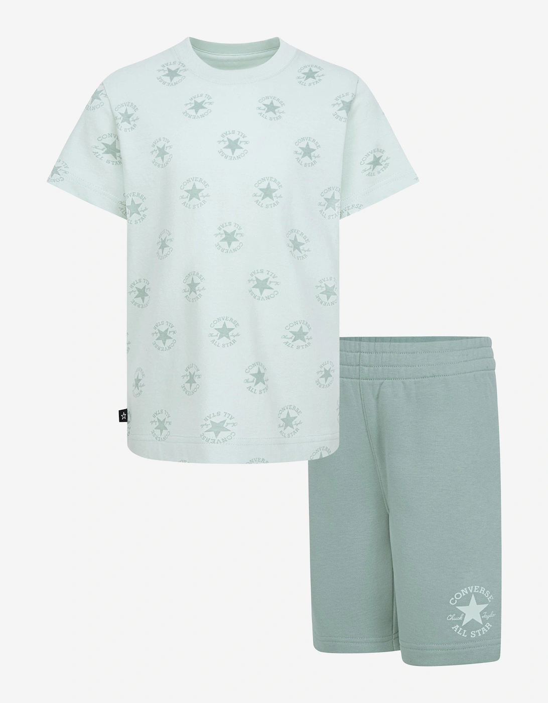 Boys AOP T-Shirt And Short Set in Green, 8 of 7