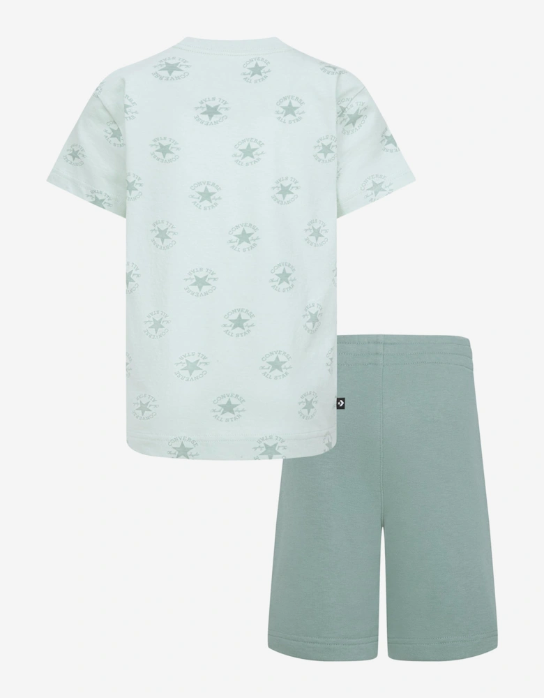 Boys AOP T-Shirt And Short Set in Green