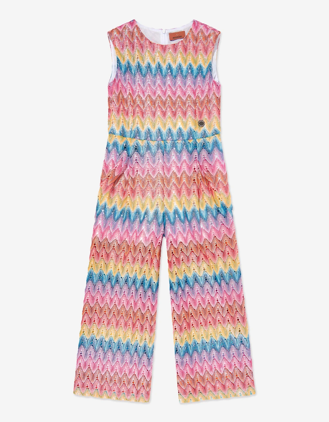 Girls Woven Zigzag Jumpsuit in Multicolour, 5 of 4