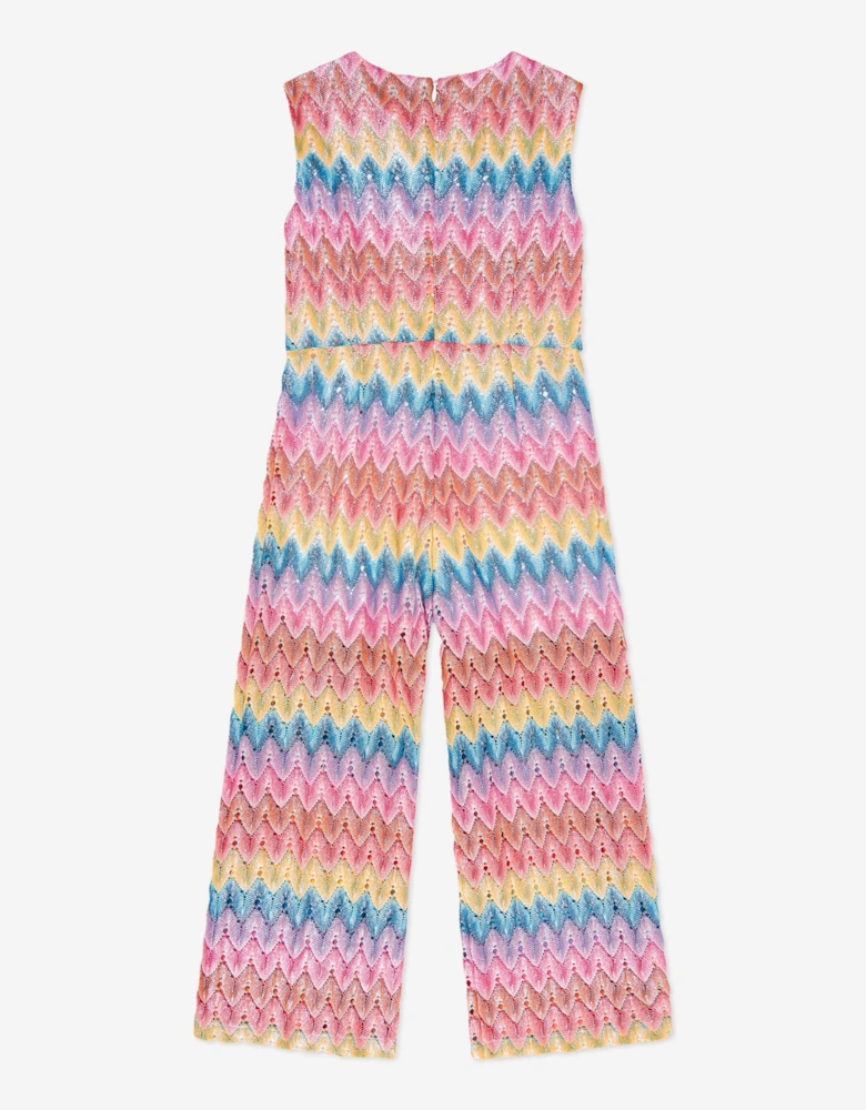 Girls Woven Zigzag Jumpsuit in Multicolour