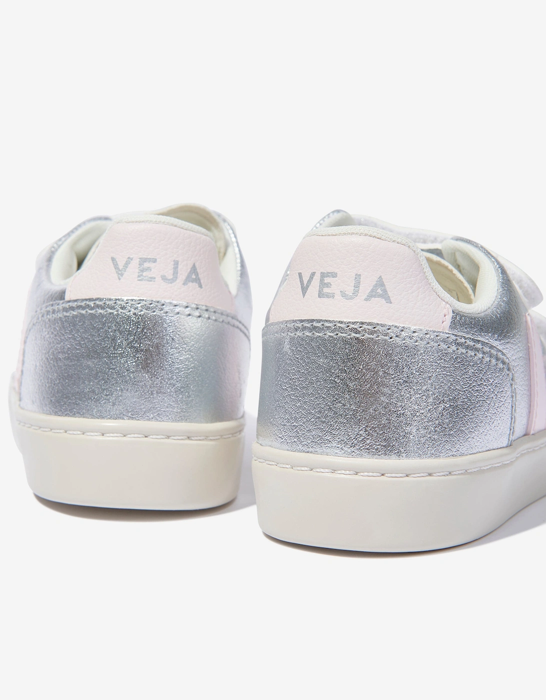 Kids ChromeFree Leather V-12 Trainers in Silver