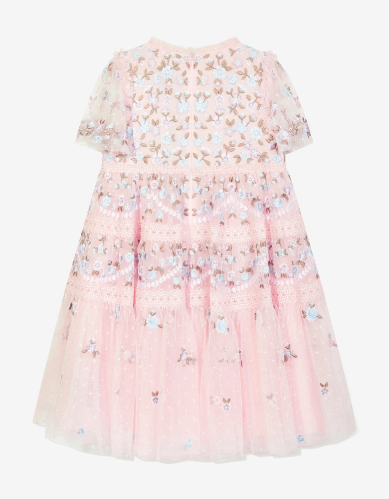 Girls Garland Ribbon Dress in Pink