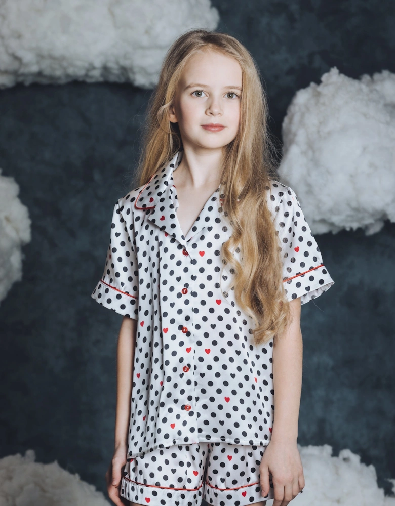 Girls Silk Cassandra Pyjama Set in White
