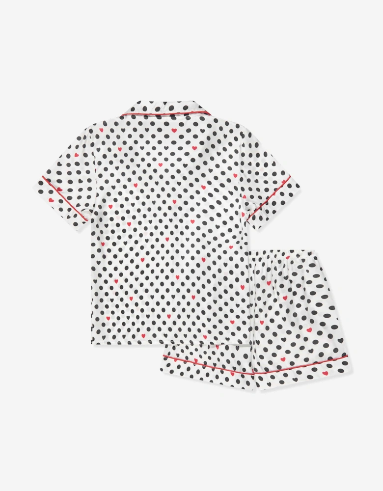Girls Silk Cassandra Pyjama Set in White