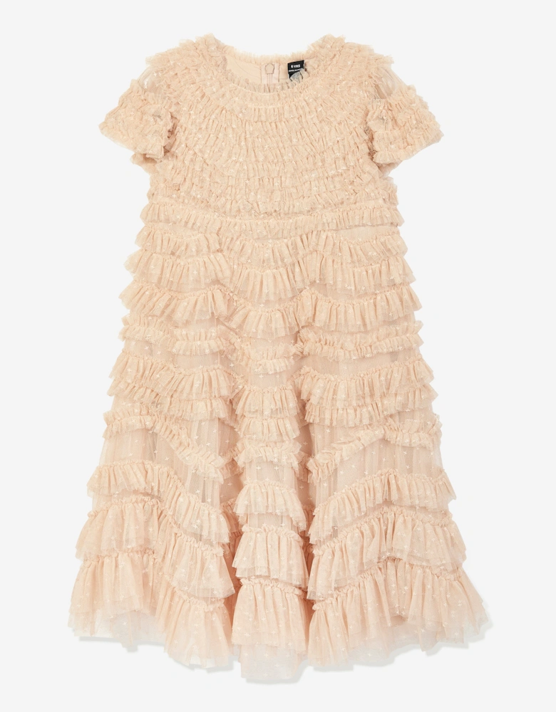 Girls Wild Rose Ruffle Dress in Gold