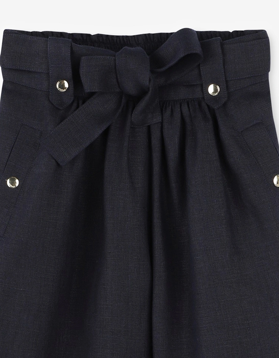Girls Linen Trousers in Navy