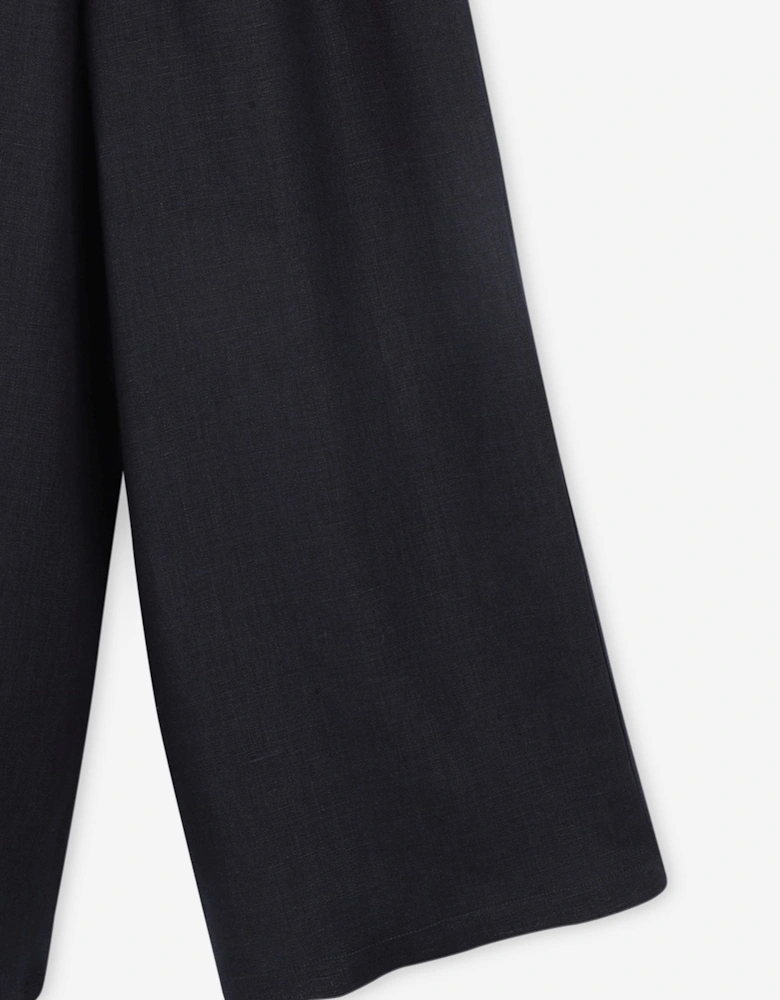 Girls Linen Trousers in Navy