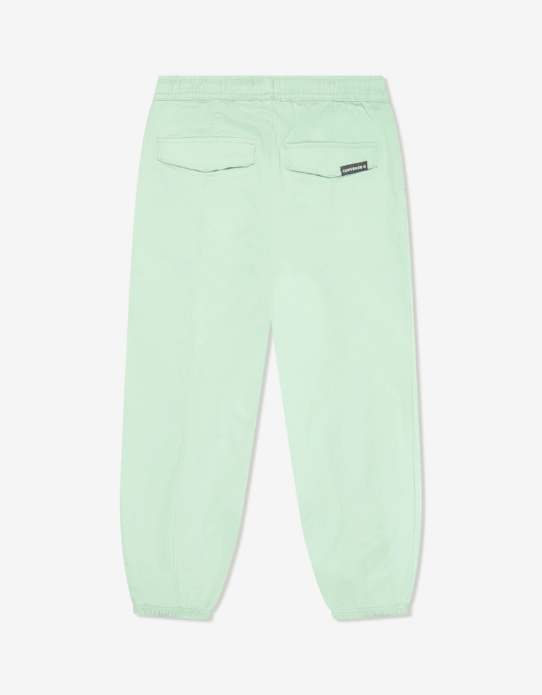 Girls Relaxed Woven Joggers in Green