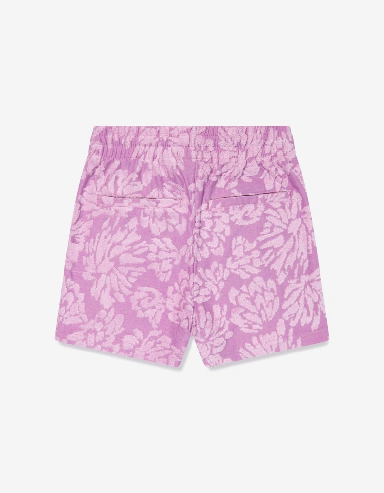 Girls Floral Jacquard Shorts in Purple