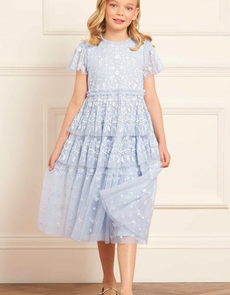 Girls Angelica Lace Dress in Blue