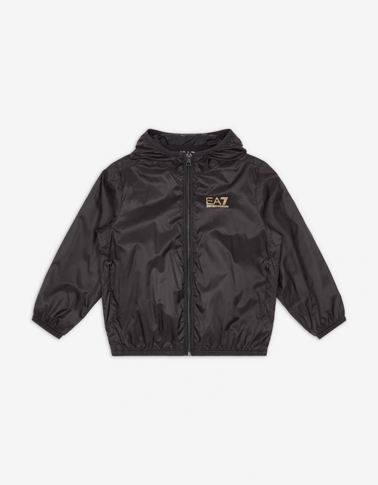 Boys Hooded Zip Up Jacket in Black