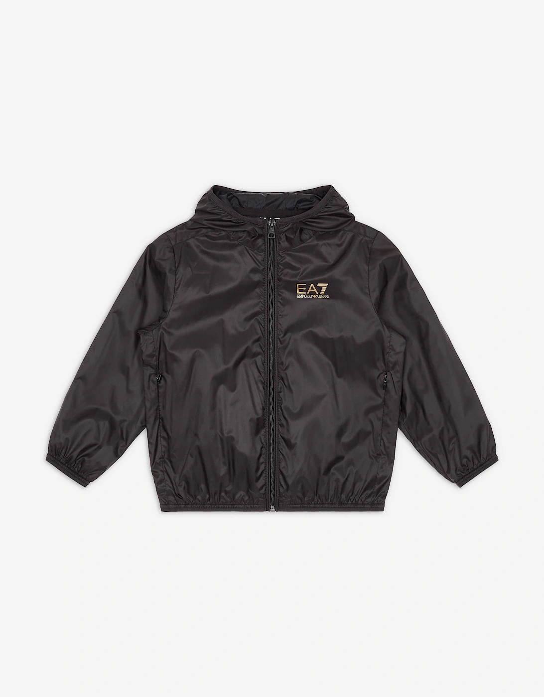 Boys Hooded Zip Up Jacket in Black, 5 of 4