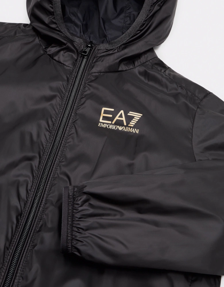 Boys Hooded Zip Up Jacket in Black