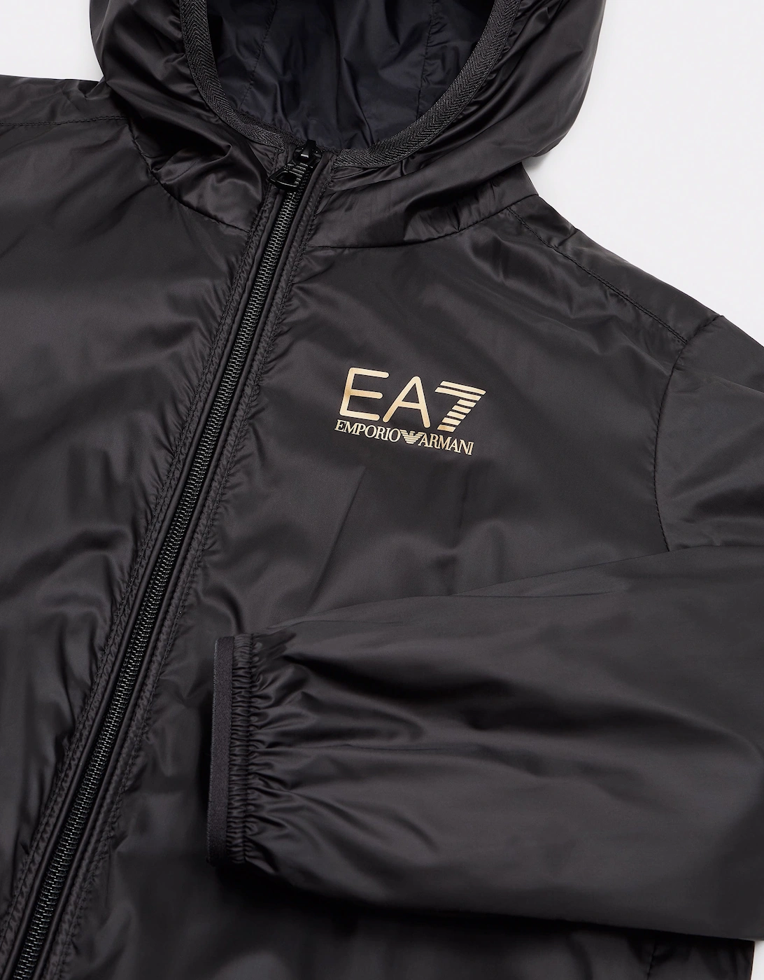 Boys Hooded Zip Up Jacket in Black