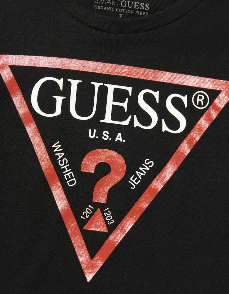Boys Logo Print T-Shirt in Black