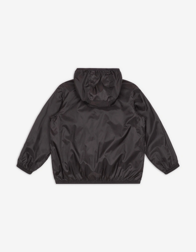 Boys Hooded Zip Up Jacket in Black